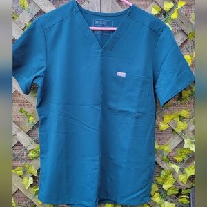 Figs Teal Scrub Top